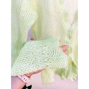 Beautifully Crochet Mohair Cardigan with Ruffle Front (S)